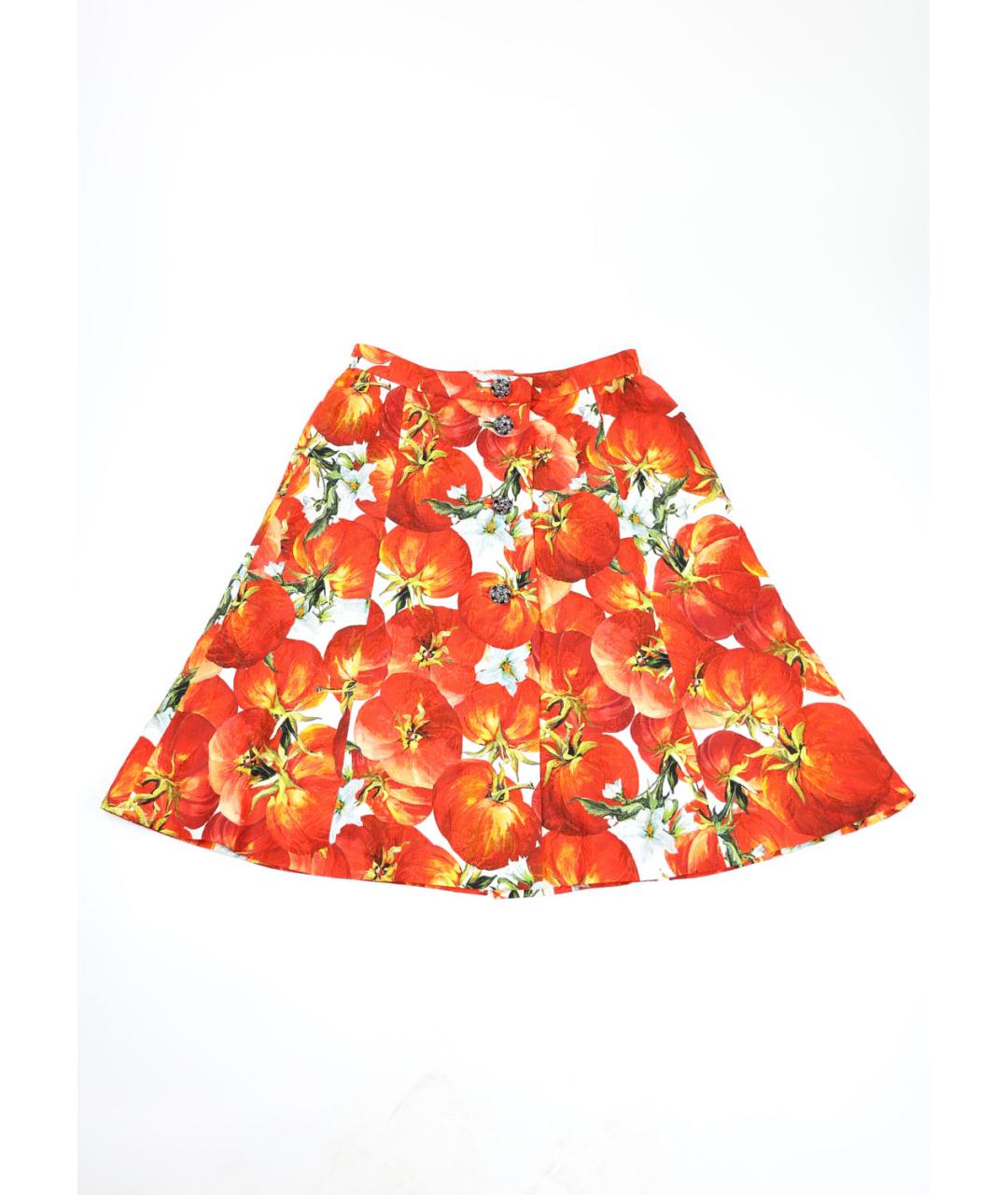 DOLCE&GABBANA Оранжевая хлопковая юбка мини, фото 2