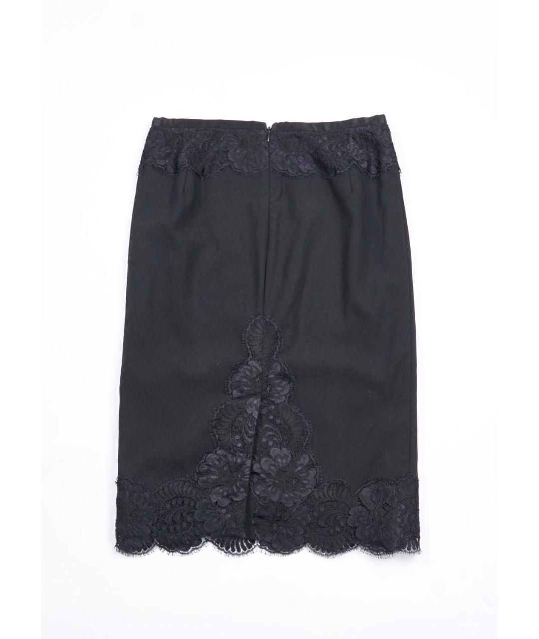 DOLCE&GABBANA Черная шерстяная юбка миди, фото 2