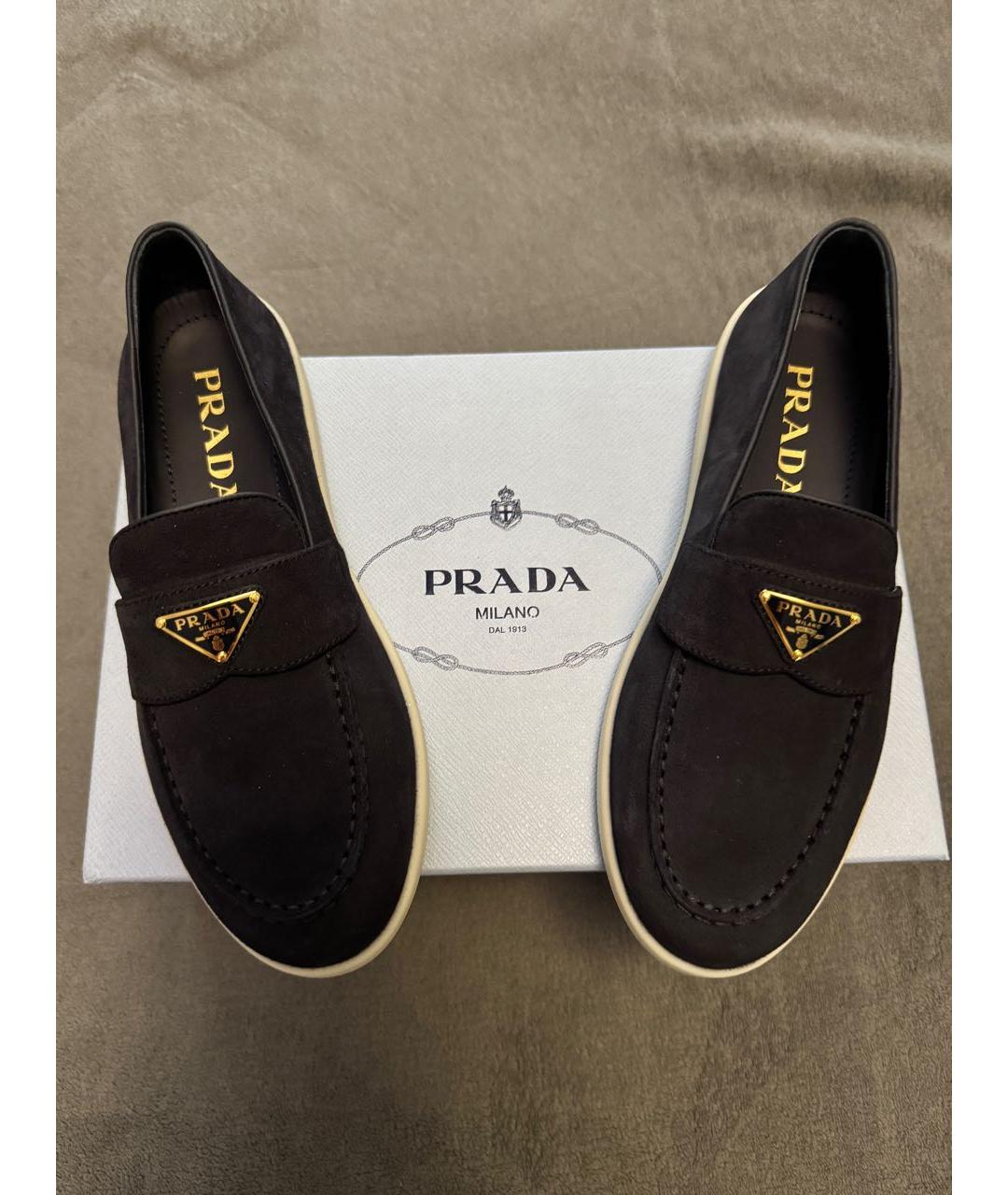PRADA Темно-синие замшевые лоферы, фото 3