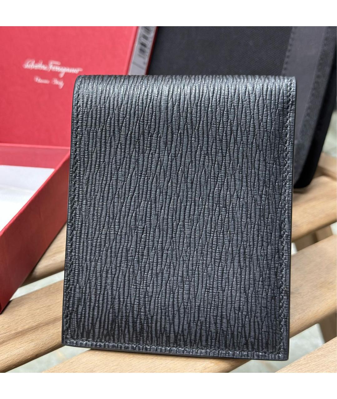 FERRAGAMO Черный кожаный кошелек, фото 3