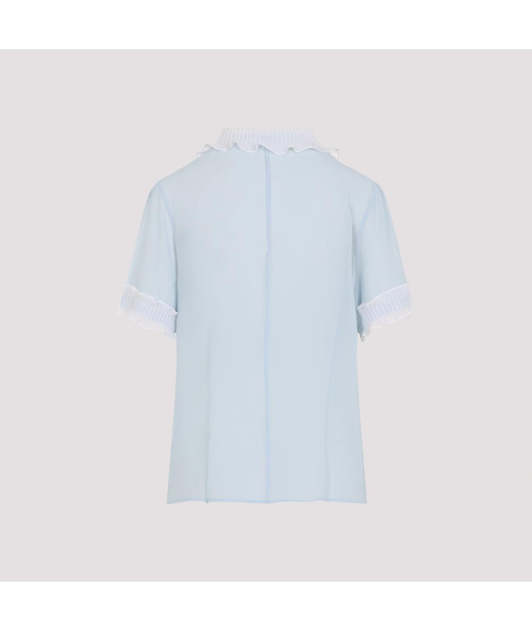 JIL SANDER Голубая шелковая рубашка, фото 3