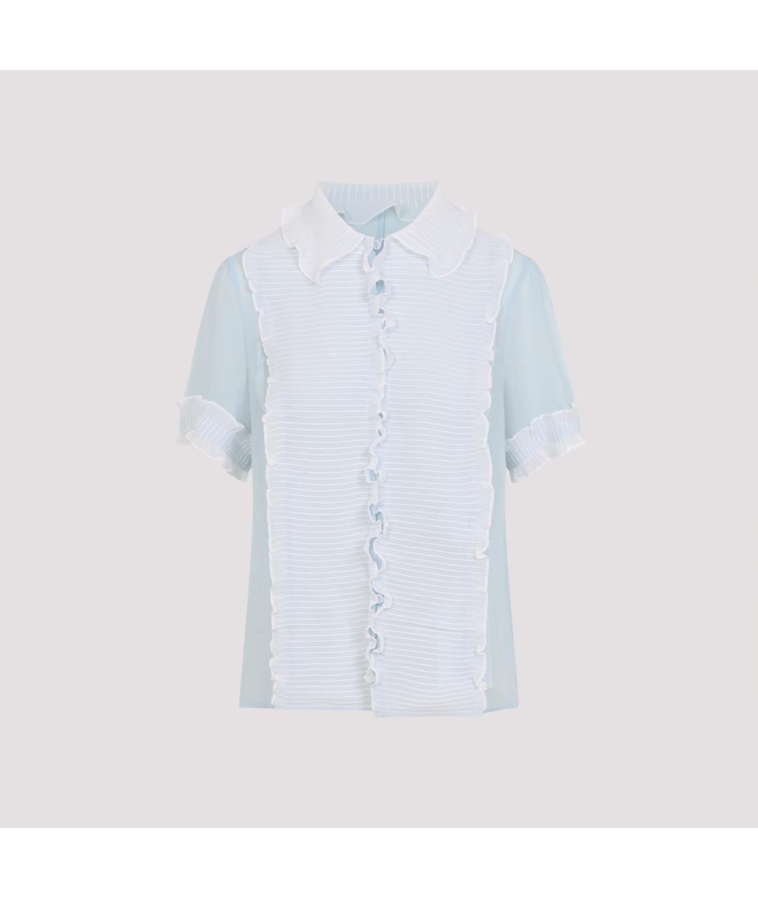 JIL SANDER Голубая шелковая рубашка, фото 2