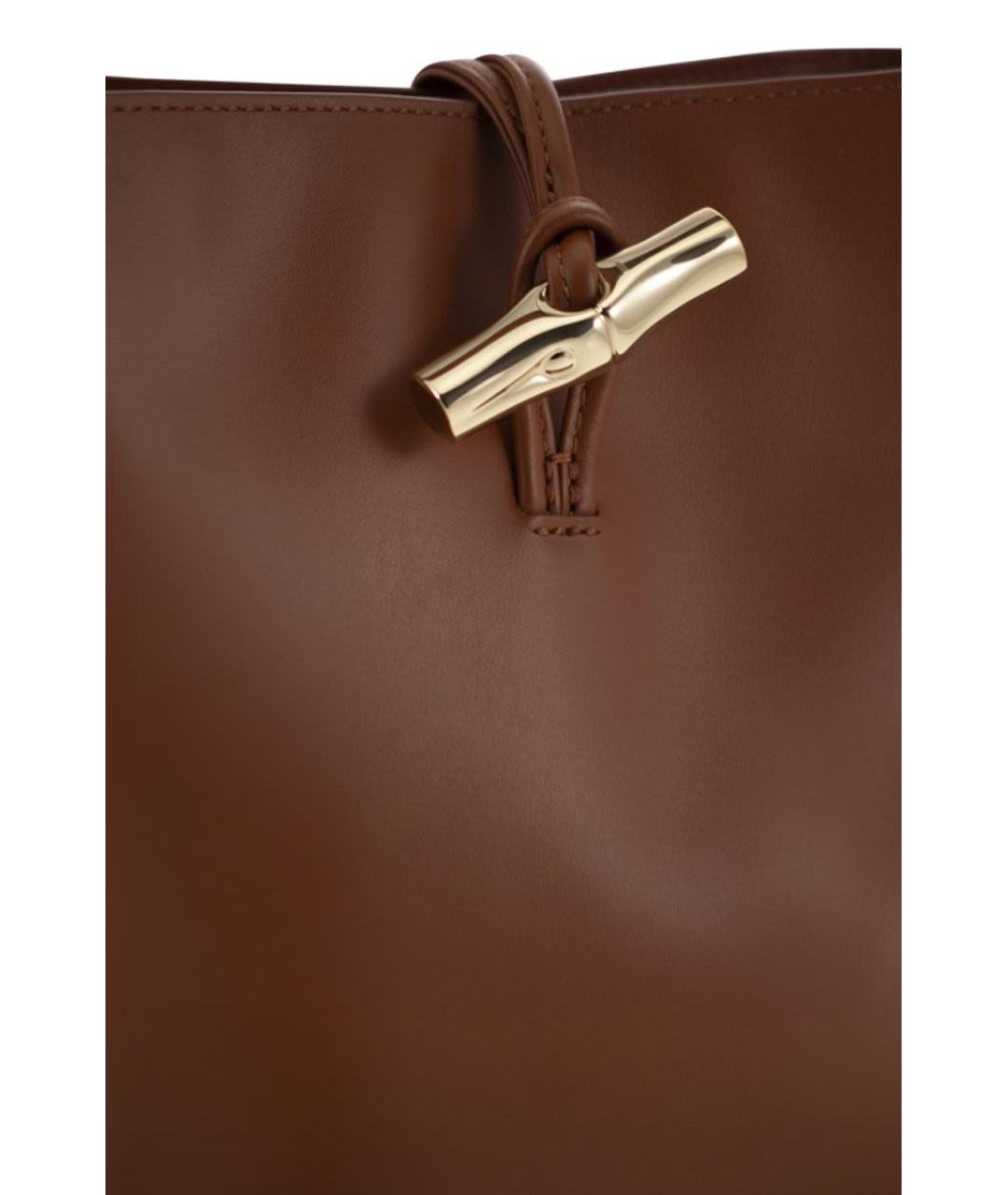LONGCHAMP Коричневая синтетическая сумка с короткими ручками, фото 5