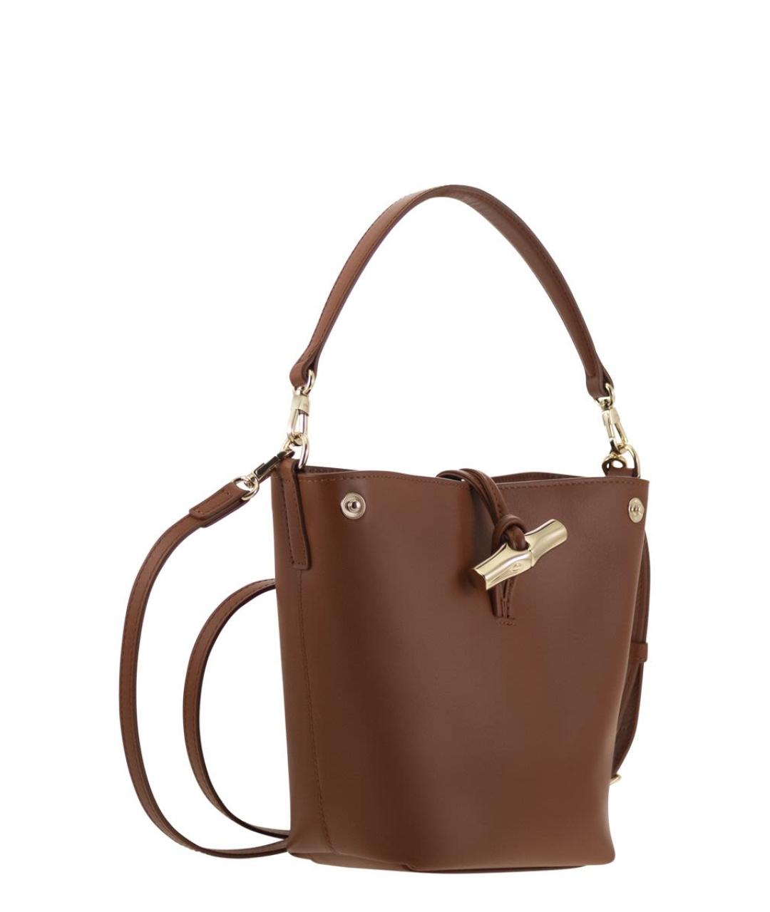 LONGCHAMP Коричневая синтетическая сумка с короткими ручками, фото 4