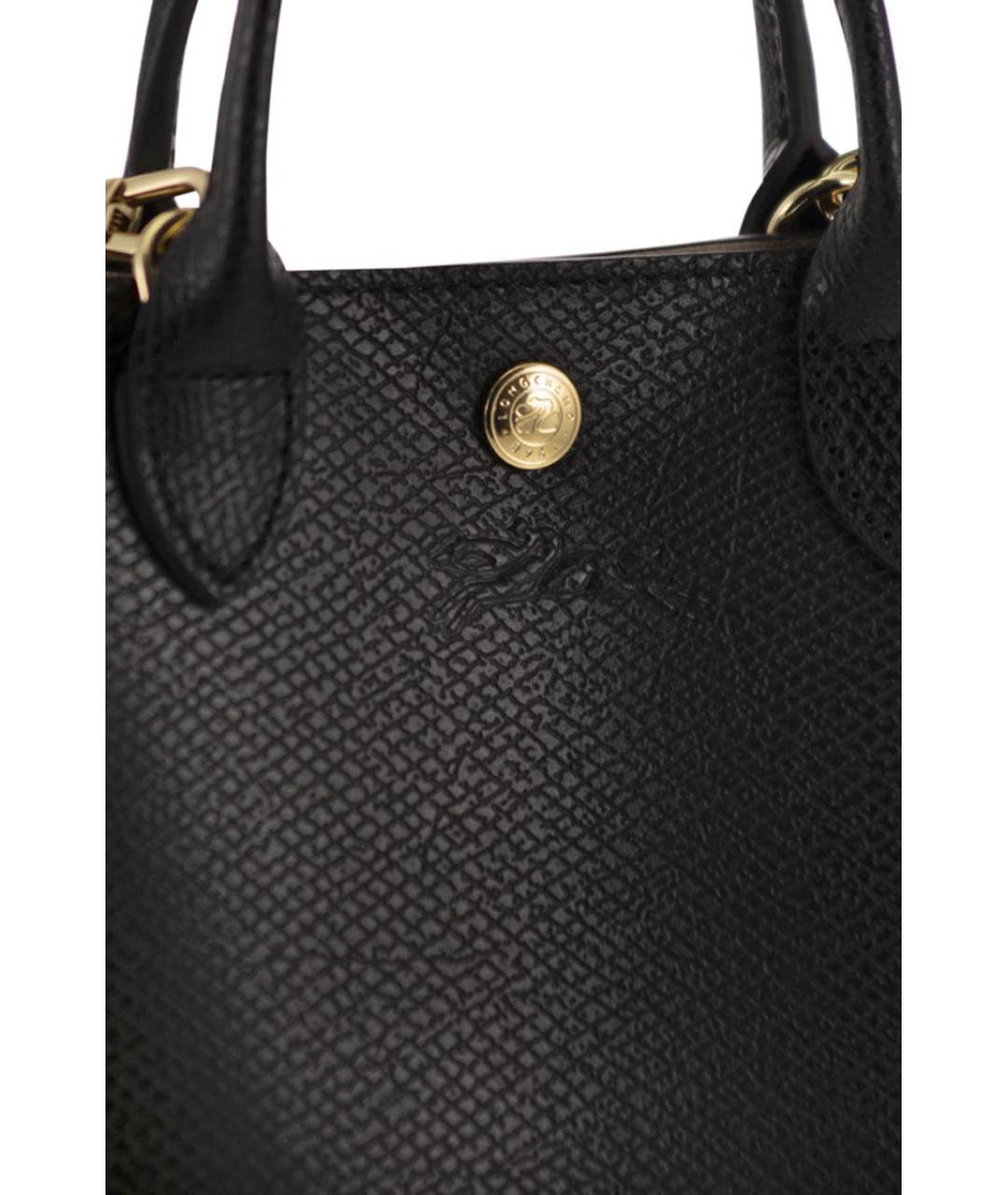 LONGCHAMP Черная кожаная сумка с короткими ручками, фото 5