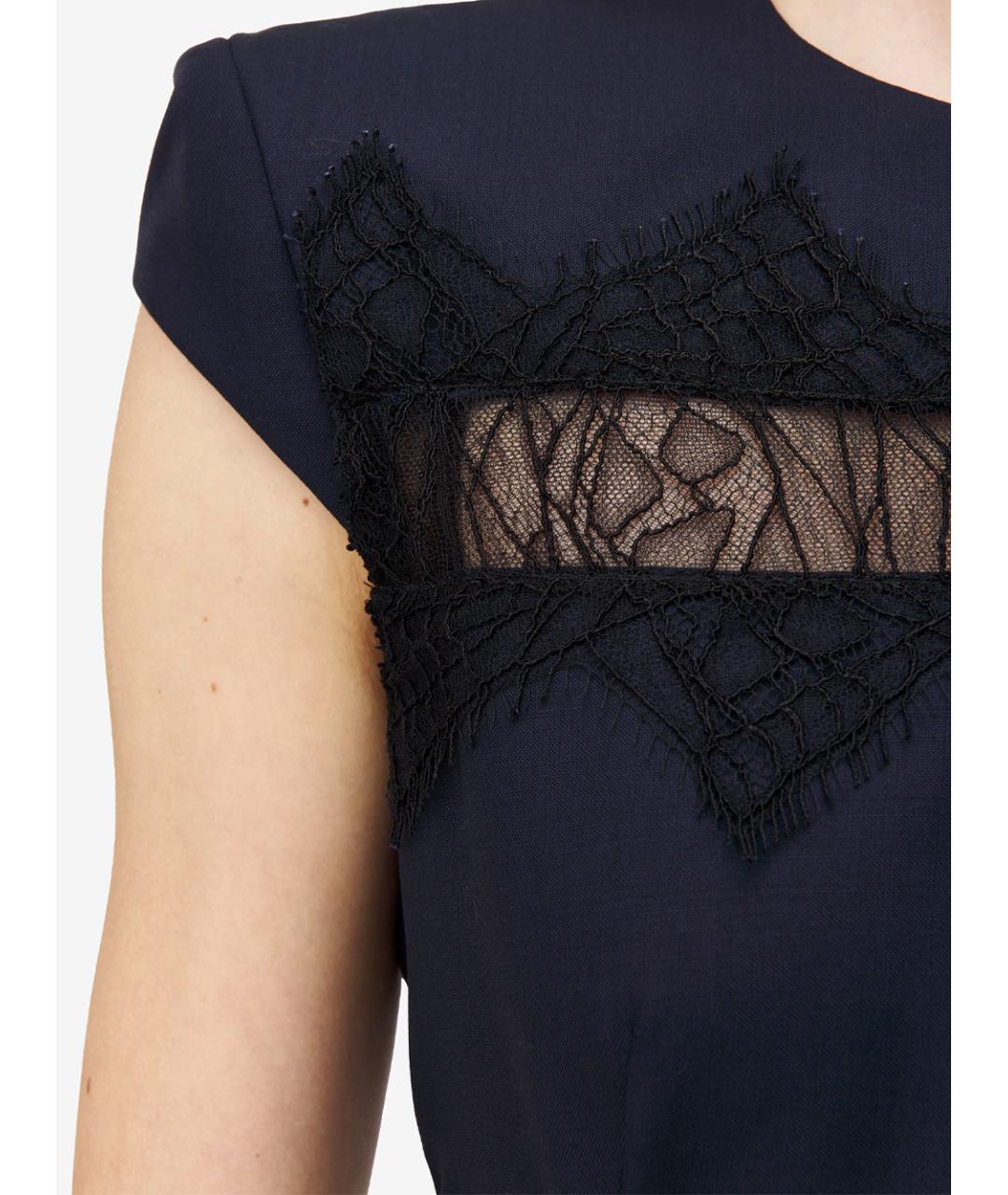 ALEXANDER MCQUEEN Синее шерстяное повседневное платье, фото 4