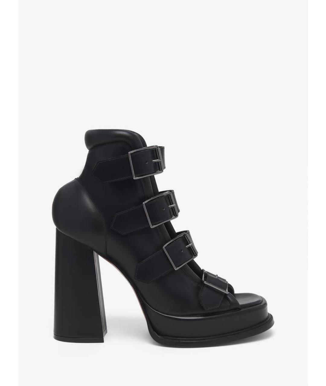 ALEXANDER MCQUEEN Черные кожаные босоножки, фото 6