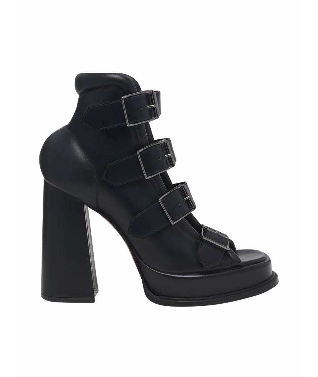 ALEXANDER MCQUEEN Черные кожаные босоножки, фото 1