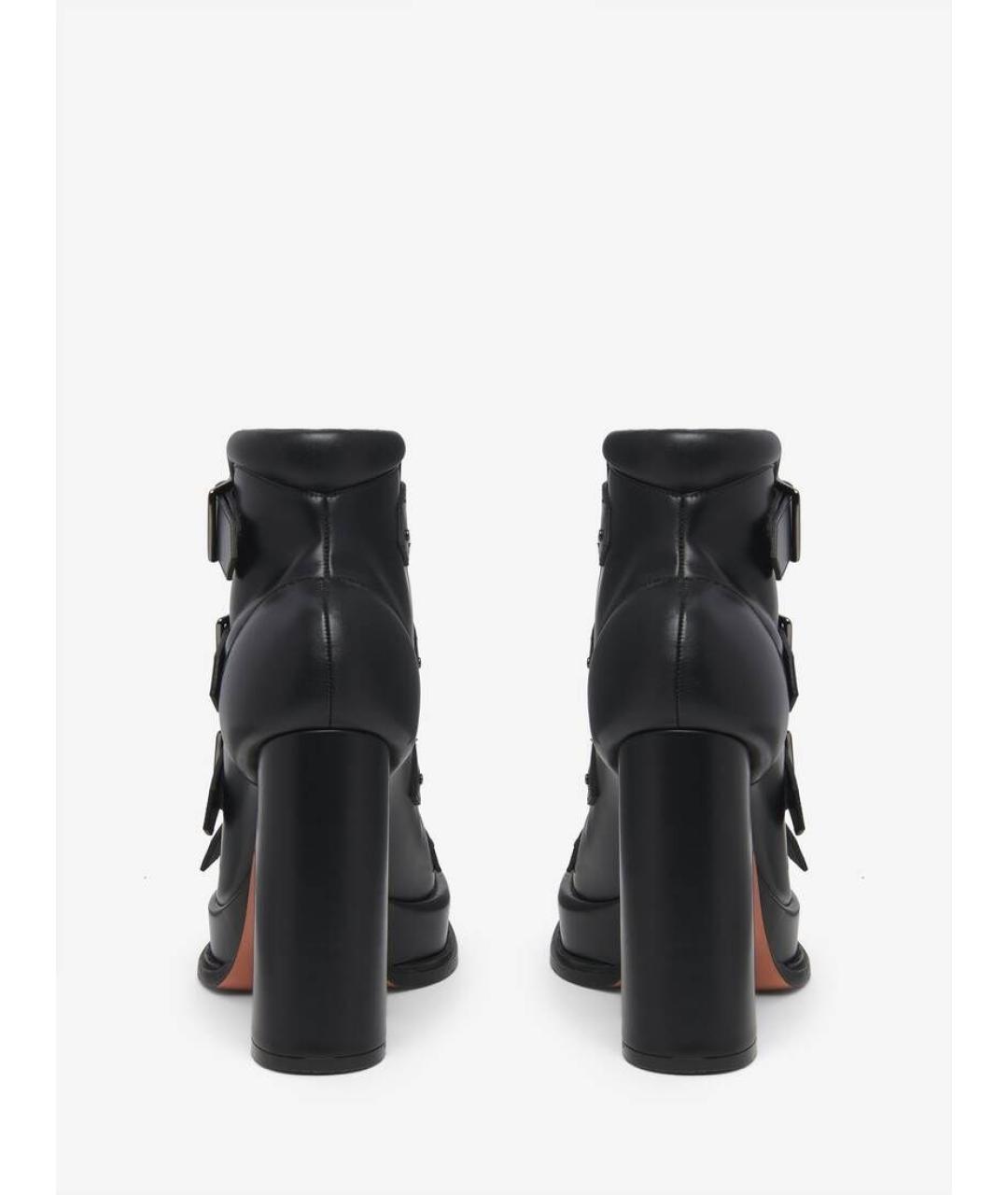 ALEXANDER MCQUEEN Черные кожаные босоножки, фото 4