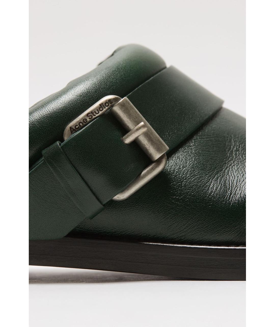 ACNE STUDIOS Зеленые кожаные сабо, фото 4