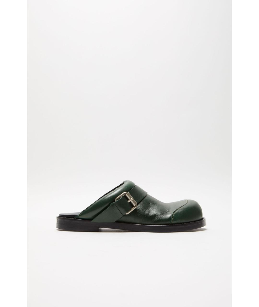 ACNE STUDIOS Зеленые кожаные сабо, фото 6
