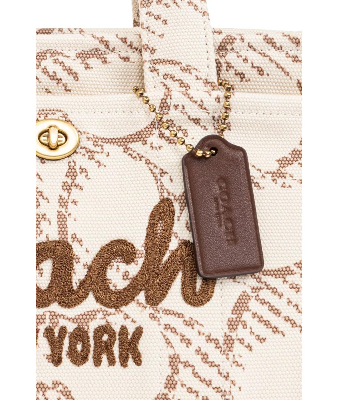 COACH Бежевая тканевая сумка тоут, фото 5