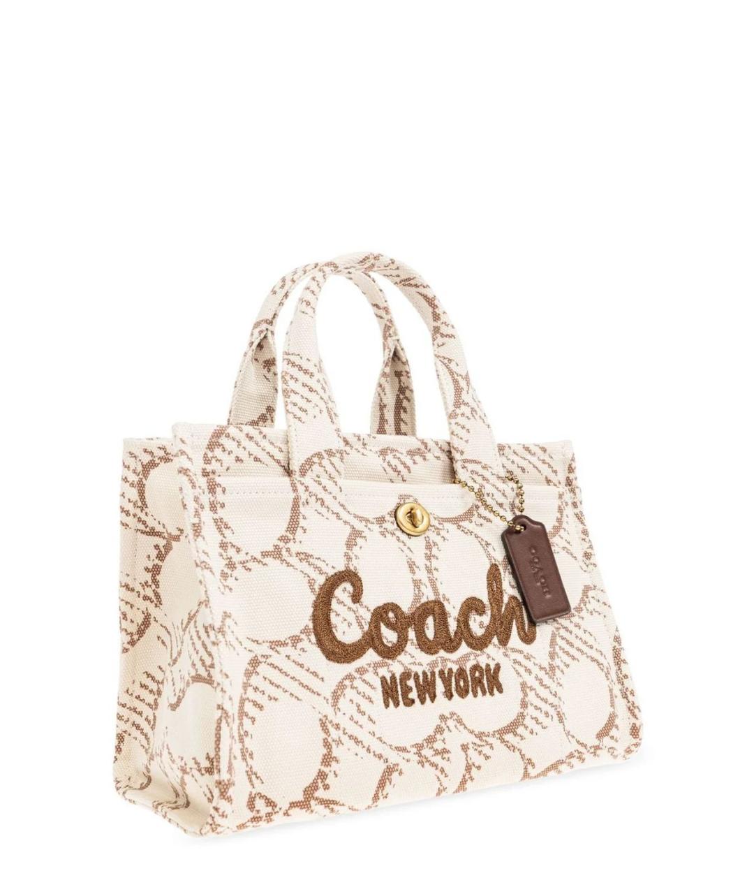 COACH Бежевая тканевая сумка тоут, фото 3