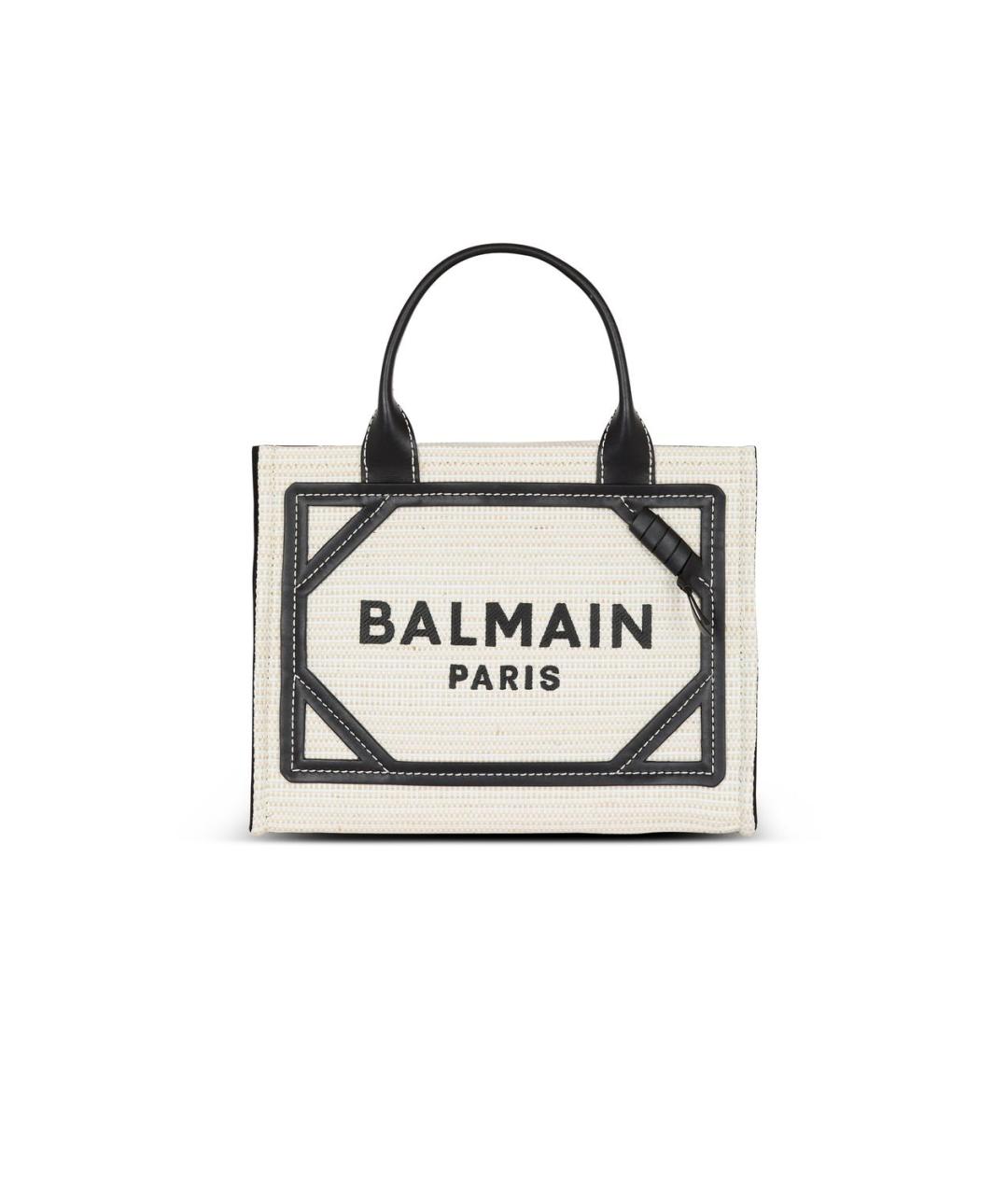 BALMAIN Белая жаккардовая сумка тоут, фото 1