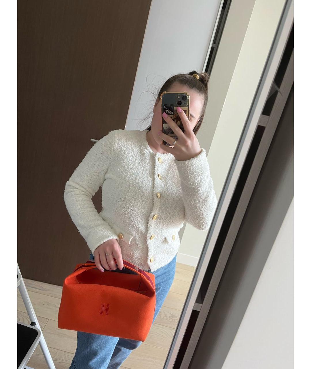 HERMES Оранжевая хлопковая косметичка, фото 8