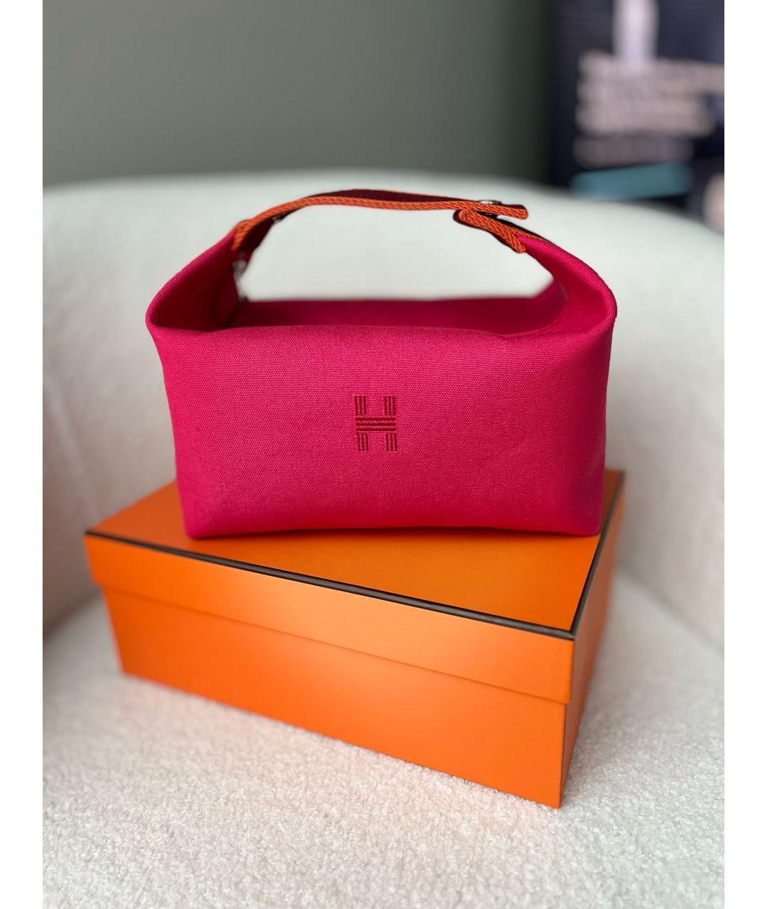 HERMES Фуксия хлопковая косметичка, фото 7