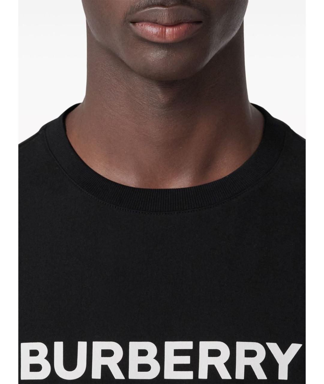 BURBERRY Черная хлопковая футболка, фото 5