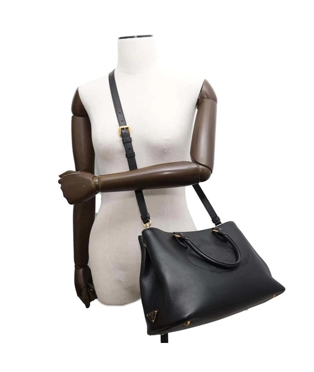 PRADA Черная кожаная сумка тоут, фото 5