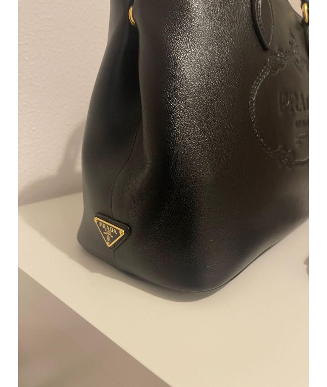 PRADA Черная кожаная сумка тоут, фото 6