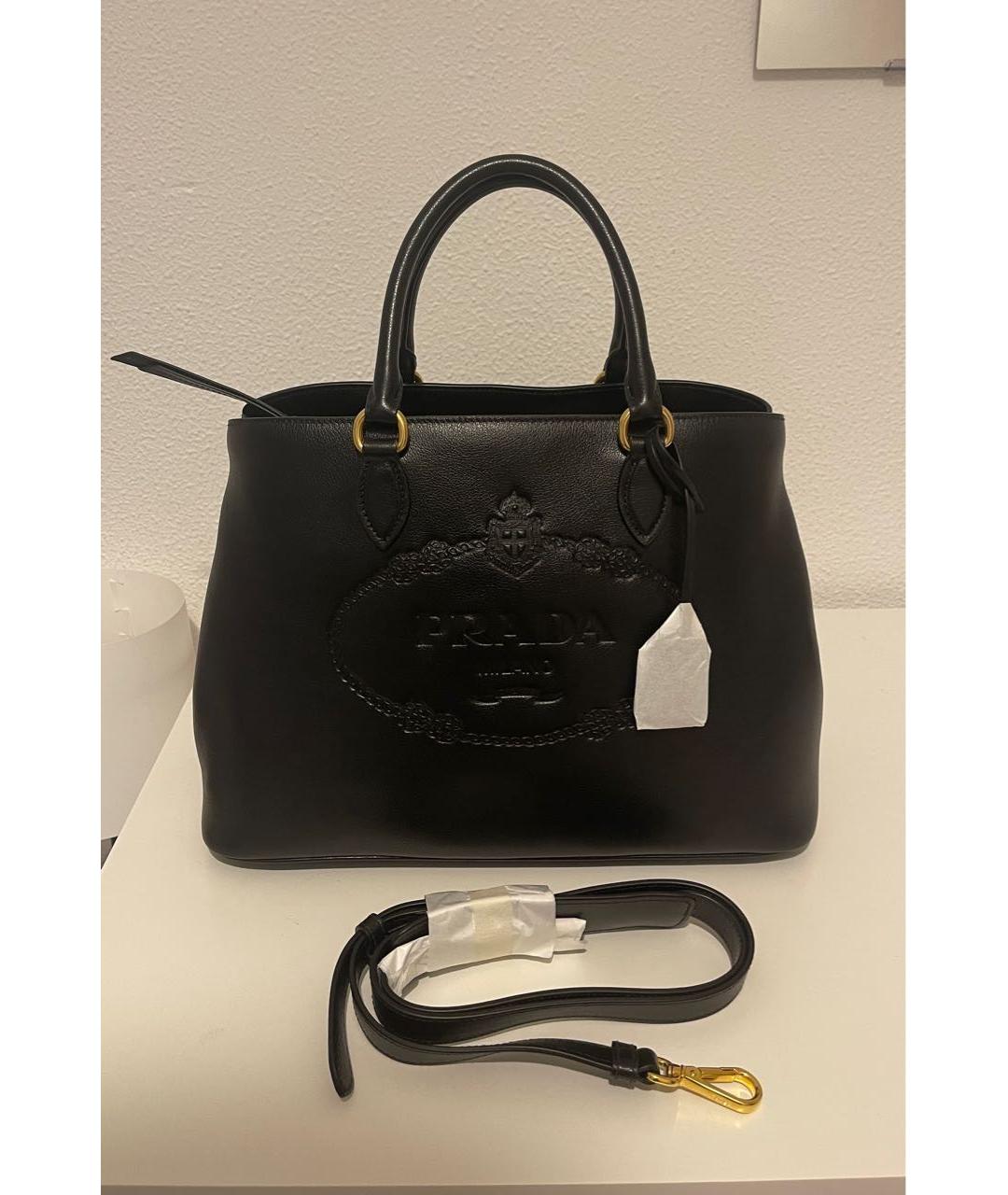 PRADA Черная кожаная сумка тоут, фото 2