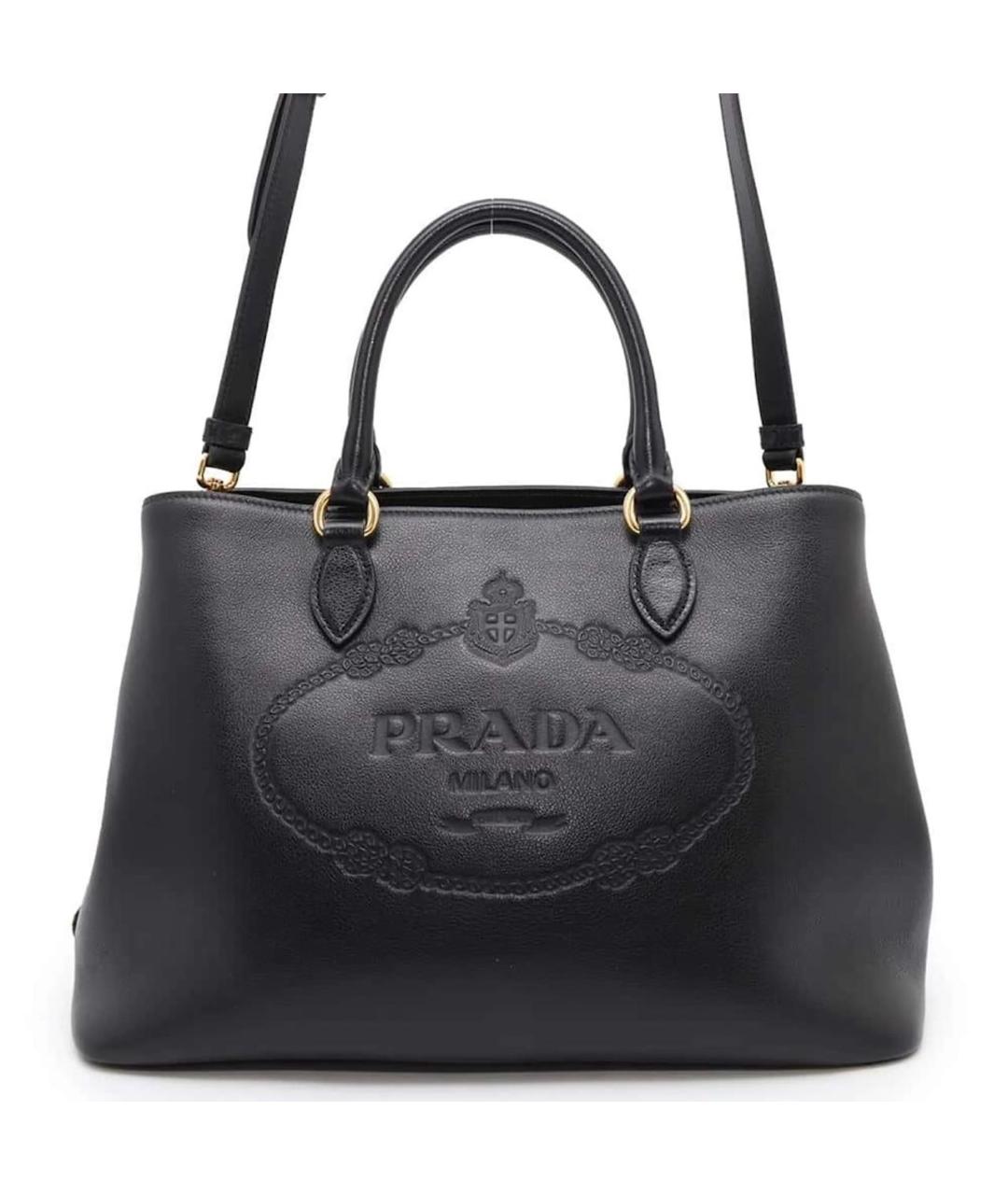 PRADA Черная кожаная сумка тоут, фото 1