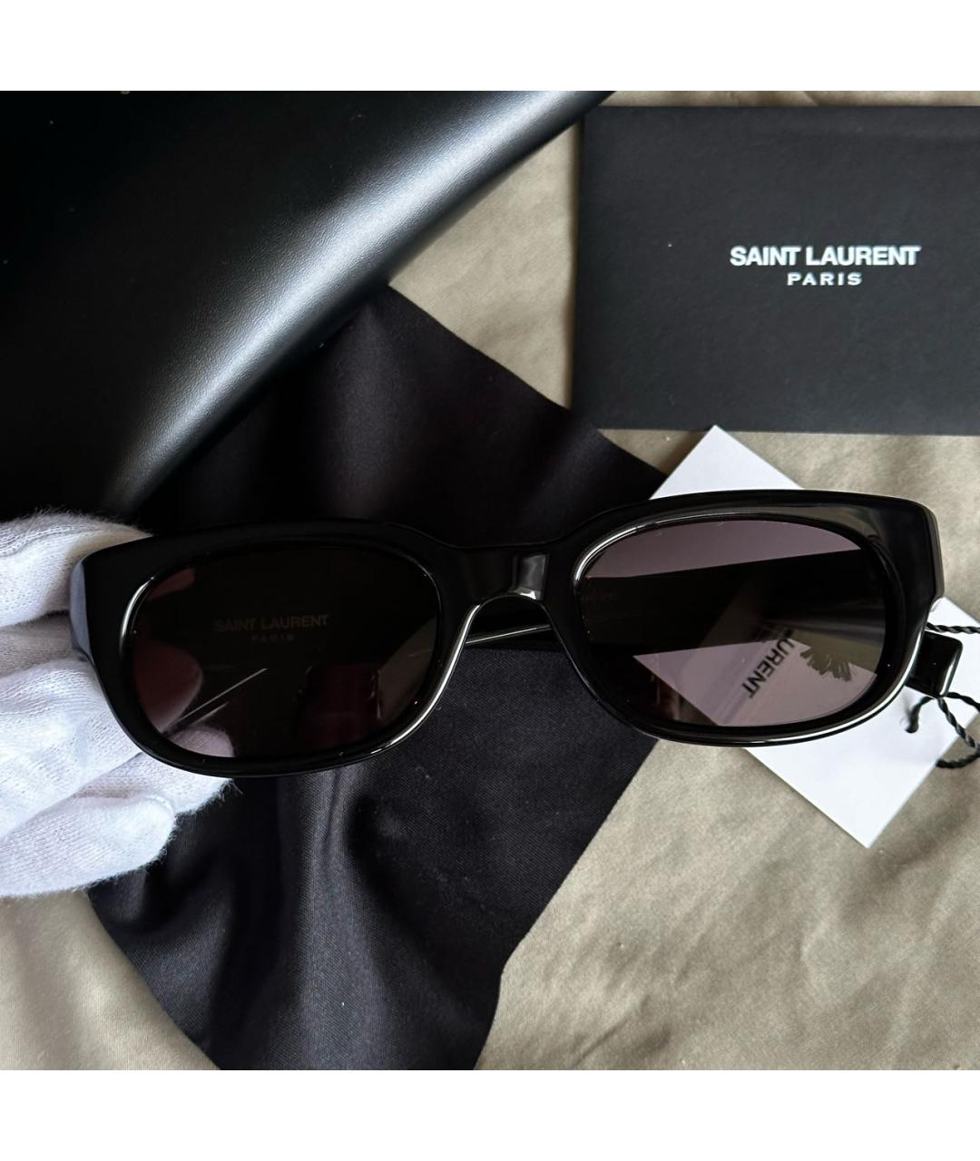 SAINT LAURENT Черные пластиковые солнцезащитные очки, фото 3