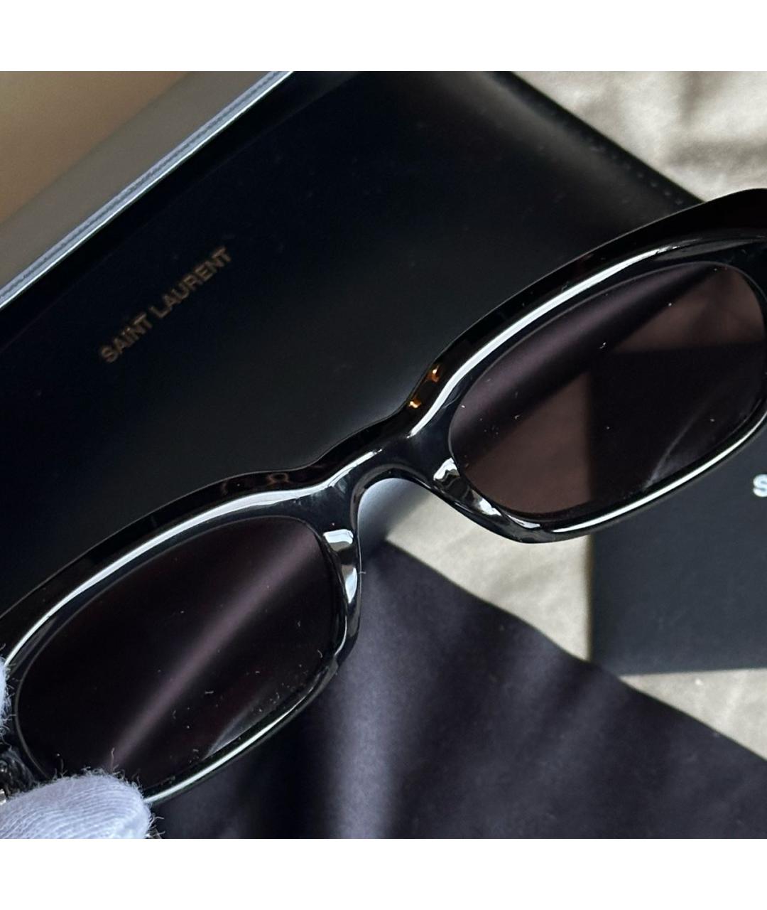 SAINT LAURENT Черные пластиковые солнцезащитные очки, фото 4
