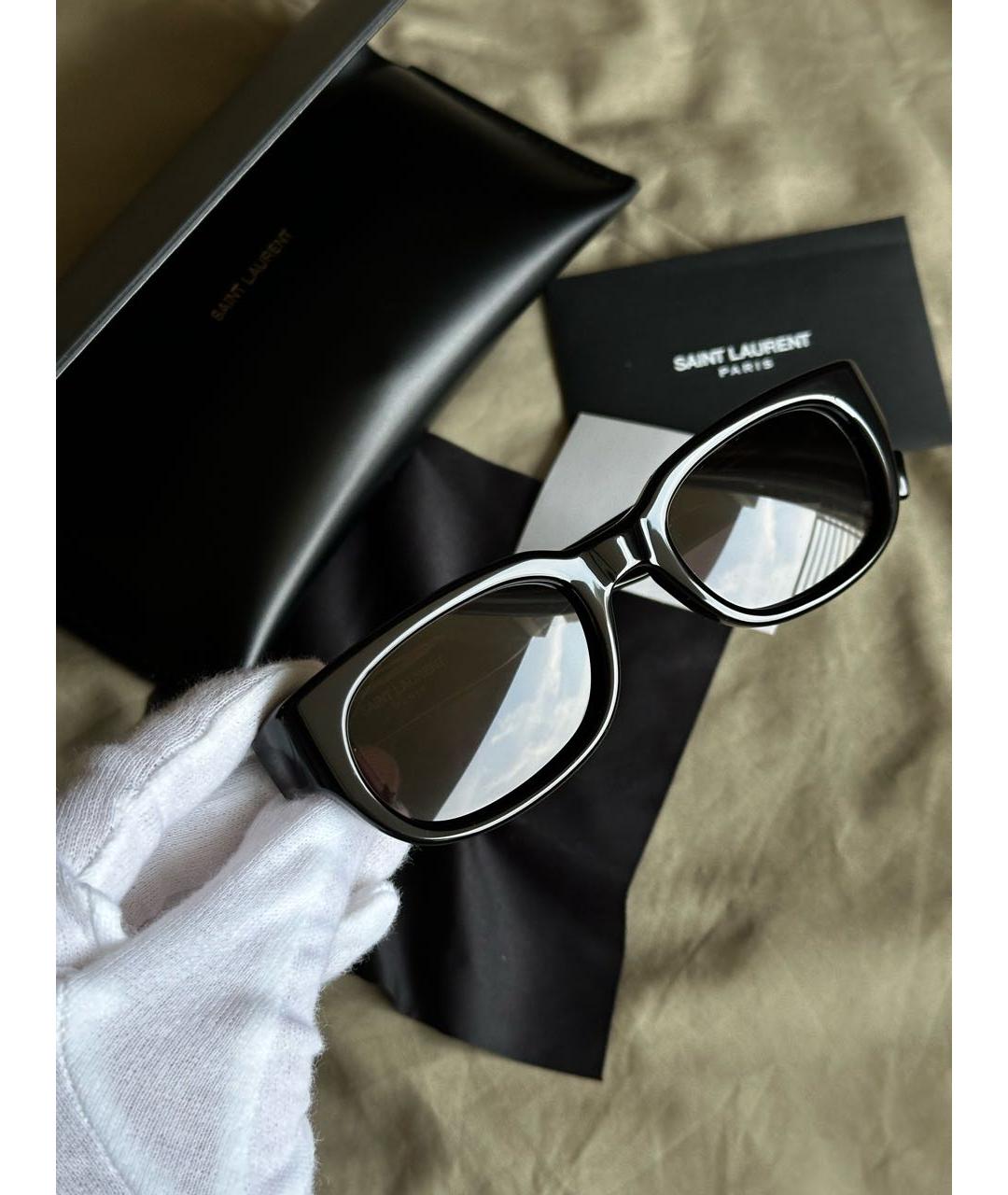 SAINT LAURENT Черные пластиковые солнцезащитные очки, фото 2