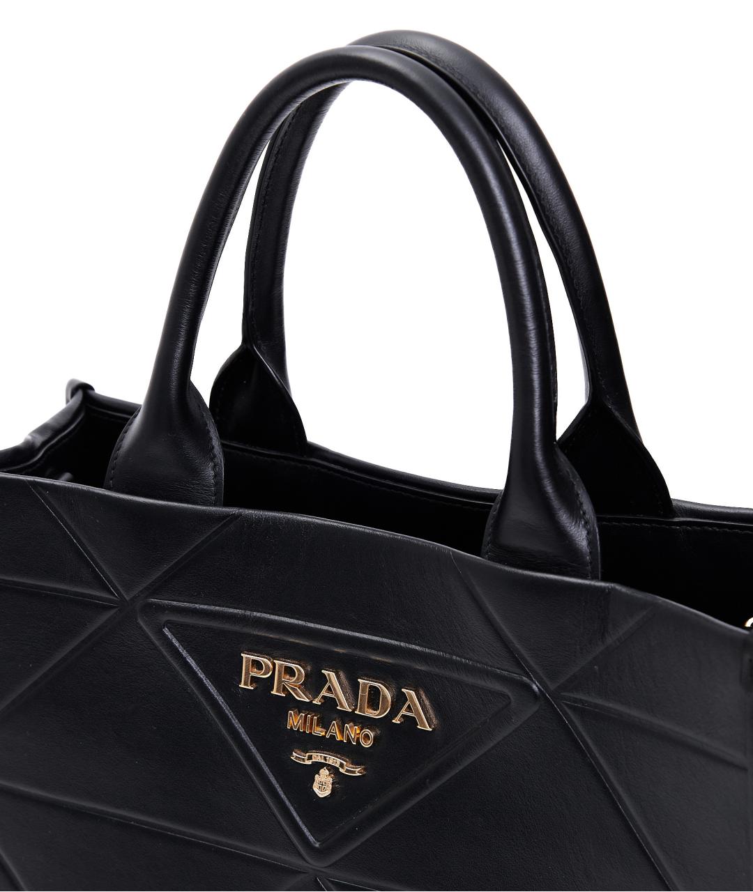 PRADA Черная кожаная сумка тоут, фото 4