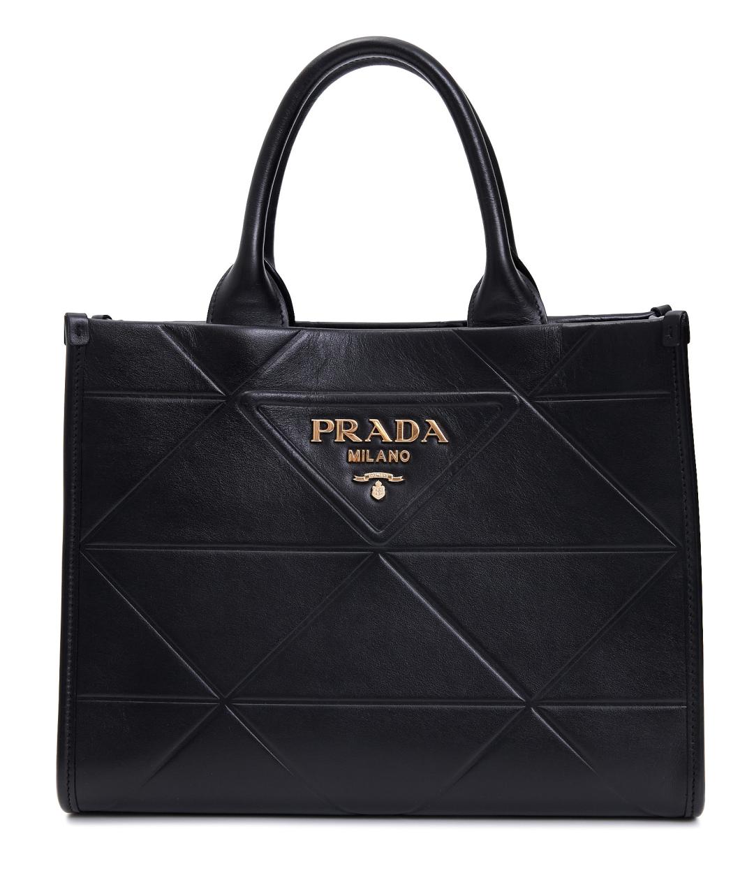 PRADA Черная кожаная сумка тоут, фото 1