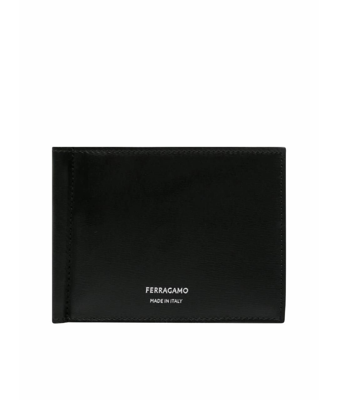 FERRAGAMO Черный кожаный кардхолдер, фото 1