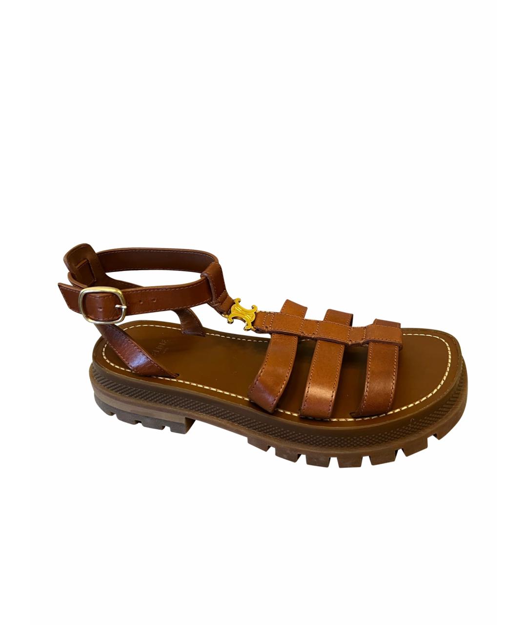 CELINE Коричневые кожаные сандалии, фото 1