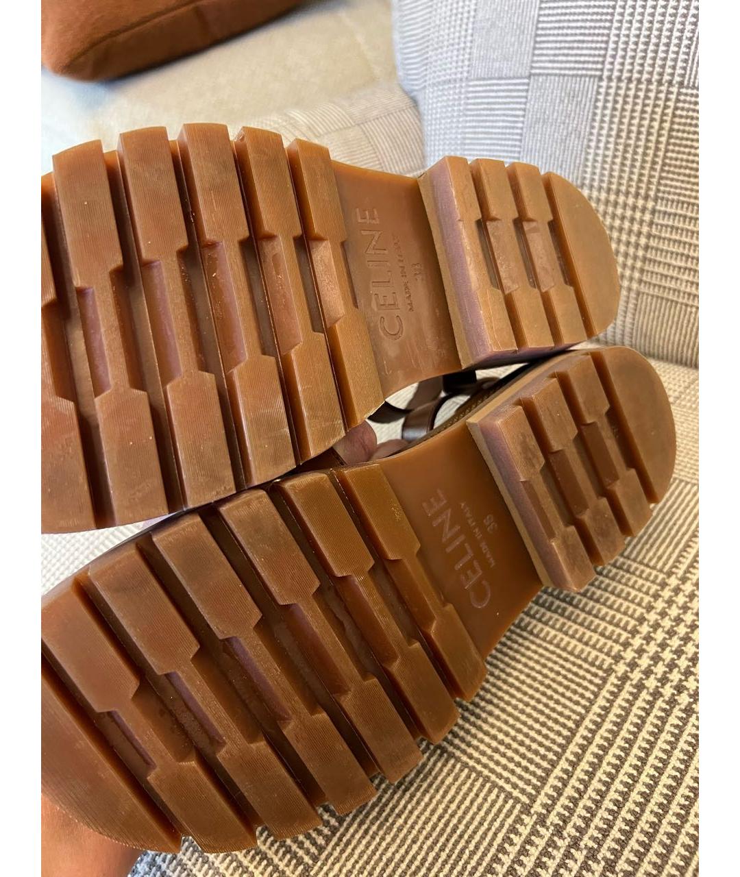 CELINE Коричневые кожаные сандалии, фото 8