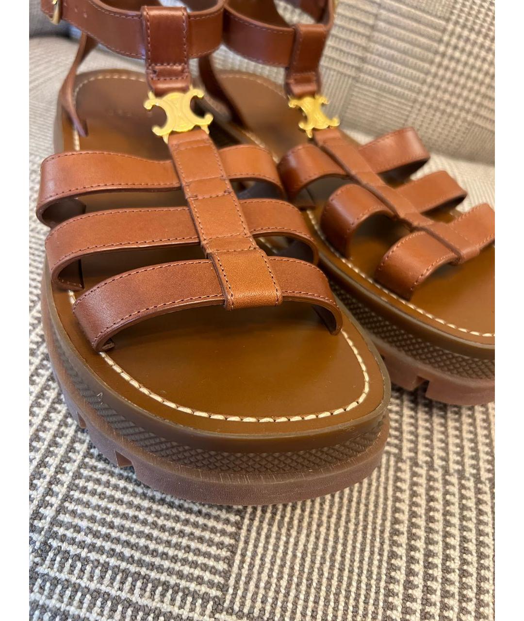 CELINE Коричневые кожаные сандалии, фото 5