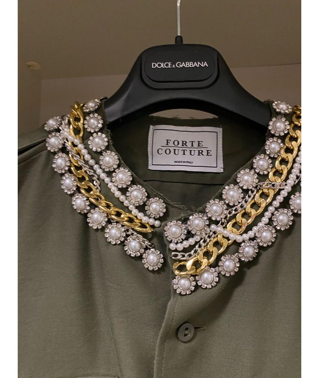 FORTE COUTURE Хаки хлопковая рубашка, фото 3