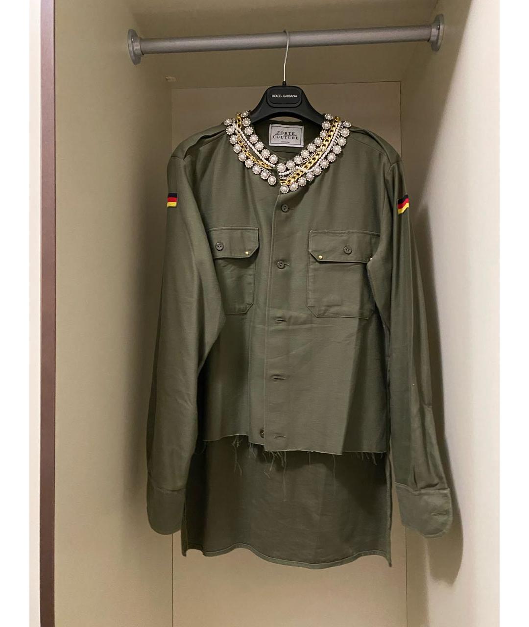 FORTE COUTURE Хаки хлопковая рубашка, фото 9