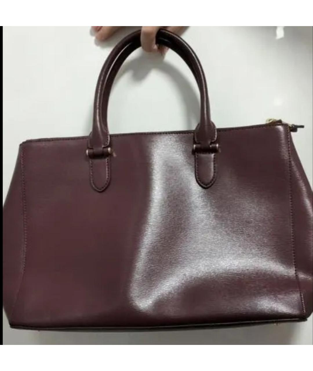 RALPH LAUREN COLLECTION Бордовая кожаная сумка с короткими ручками, фото 2