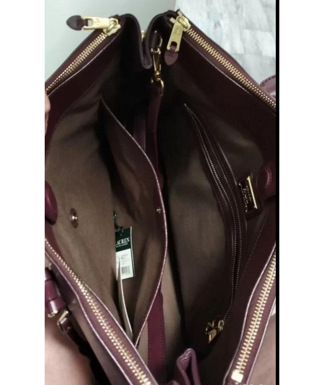 RALPH LAUREN COLLECTION Бордовая кожаная сумка с короткими ручками, фото 3