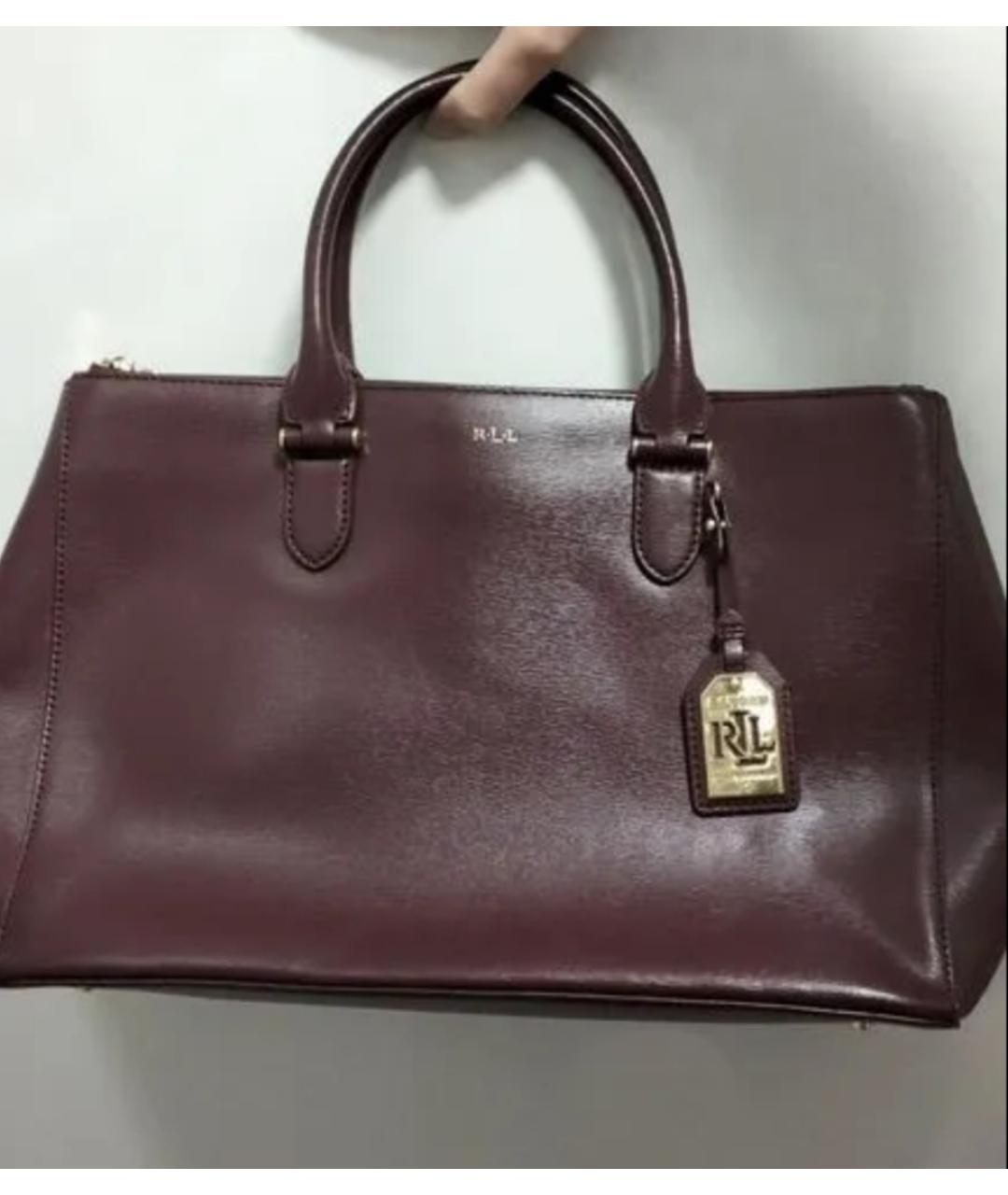 RALPH LAUREN COLLECTION Бордовая кожаная сумка с короткими ручками, фото 6