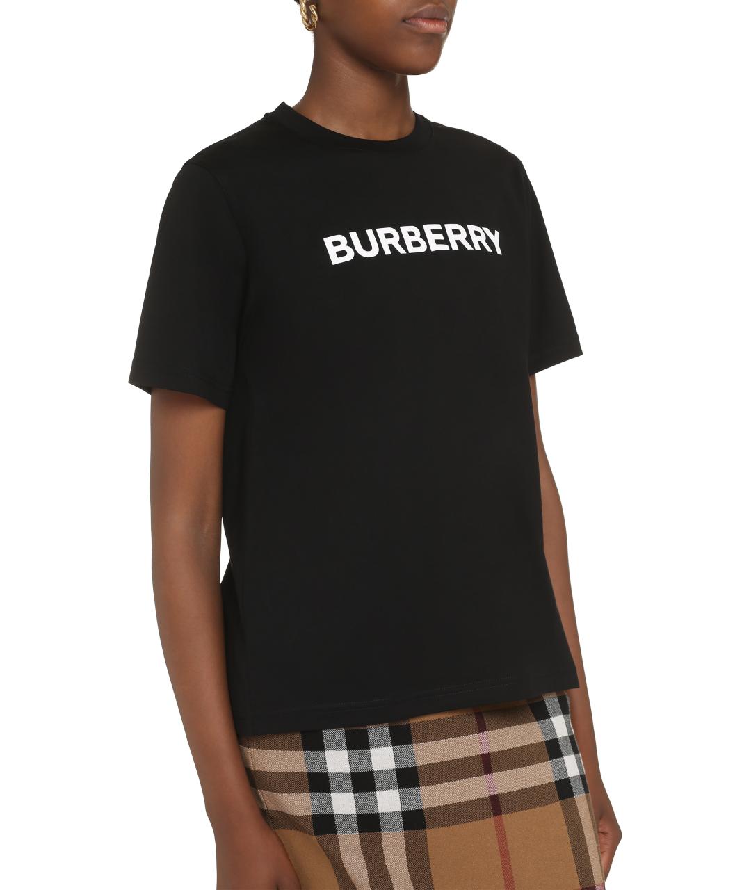 BURBERRY Черная хлопковая футболка, фото 4
