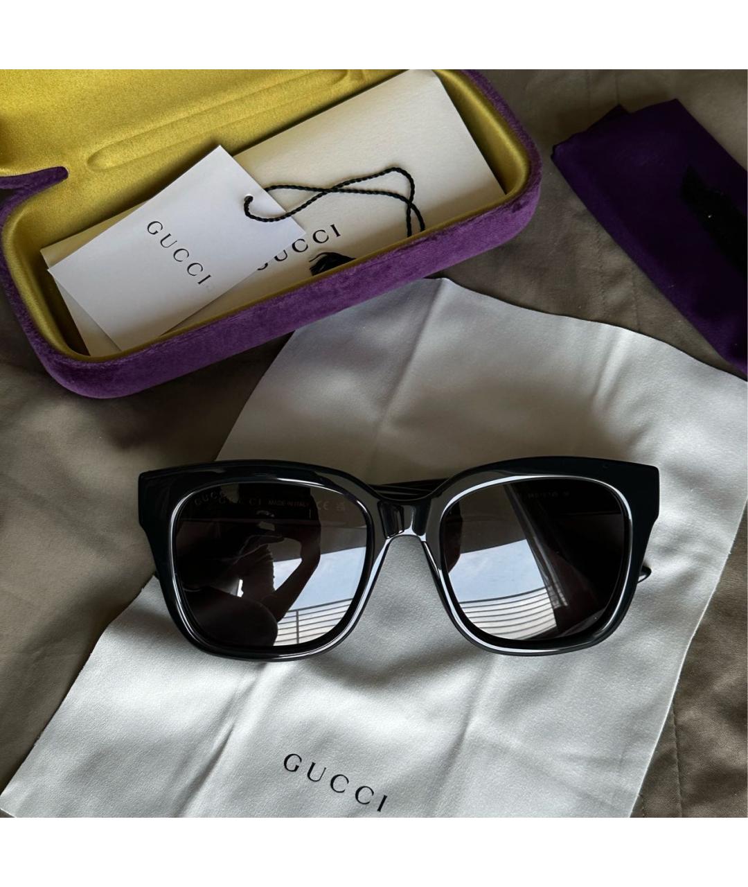 GUCCI Черные пластиковые солнцезащитные очки, фото 2