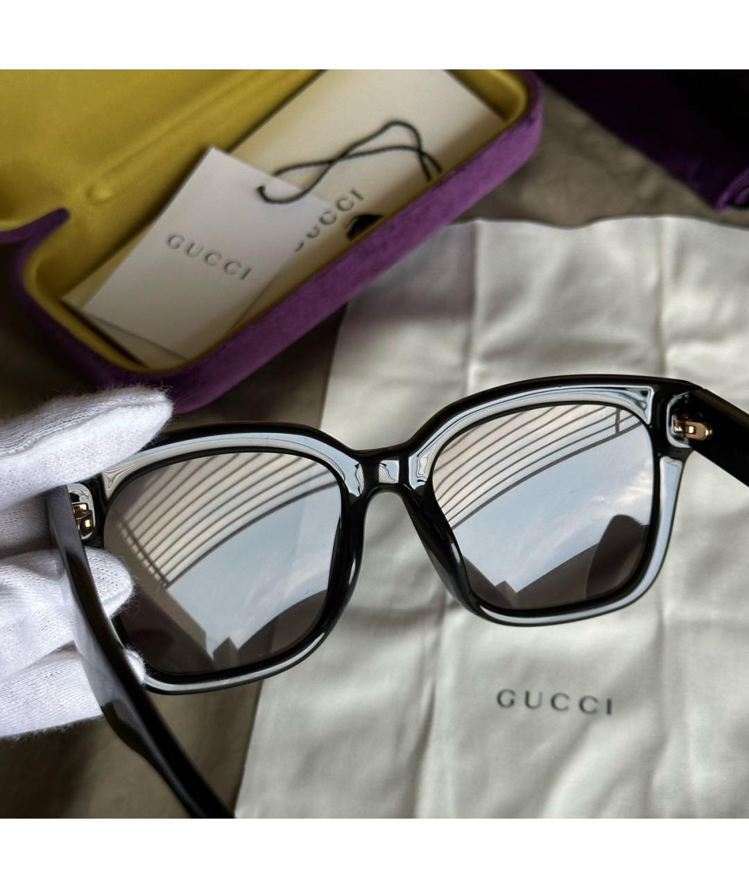 GUCCI Черные пластиковые солнцезащитные очки, фото 3