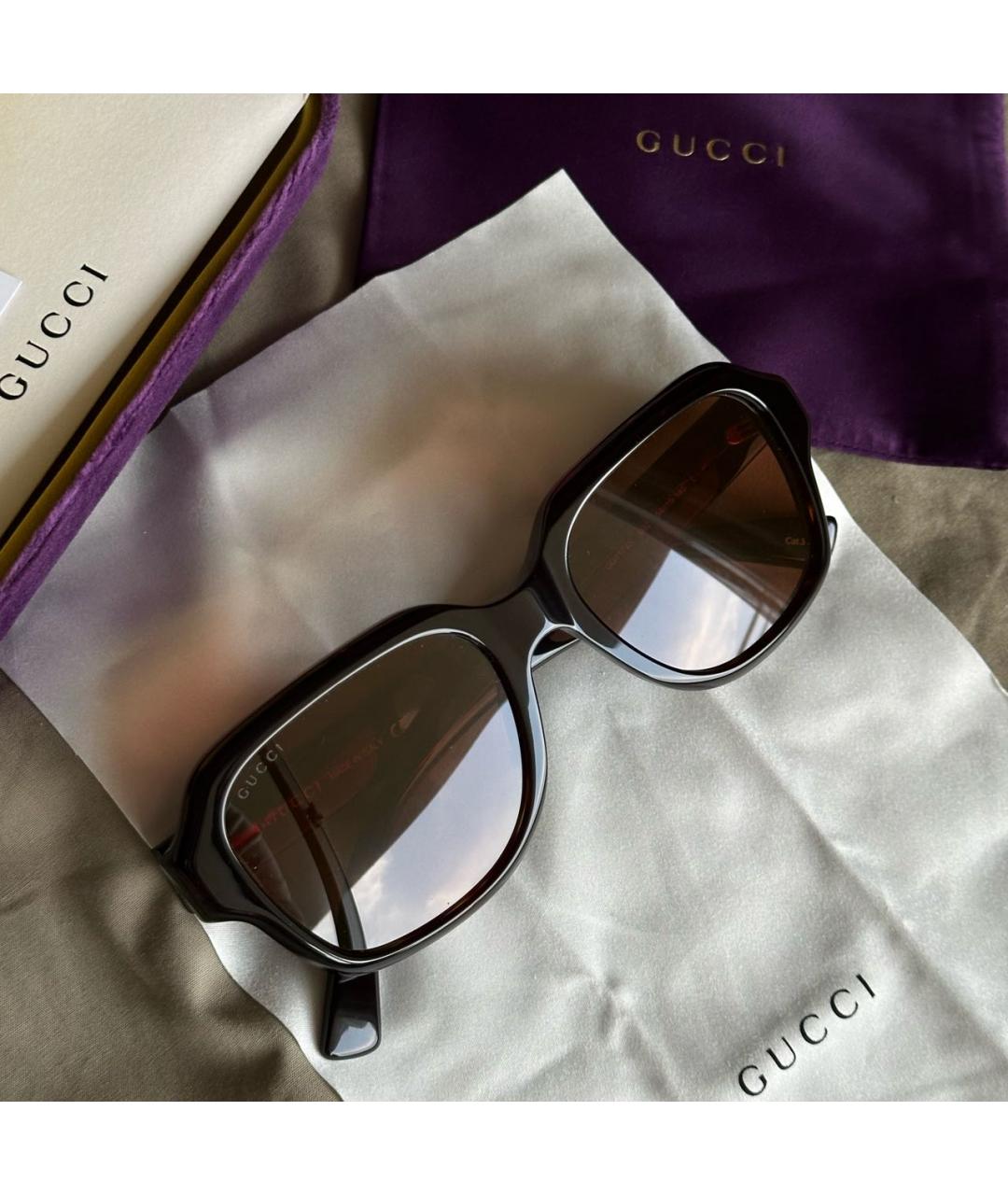 GUCCI Коричневые пластиковые солнцезащитные очки, фото 2