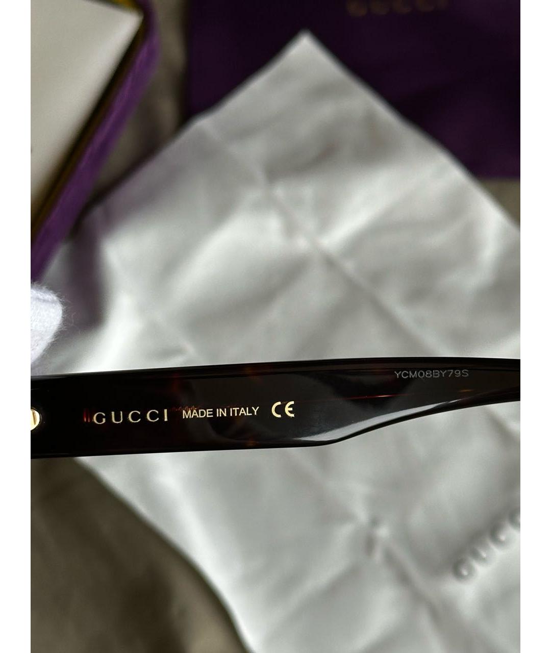 GUCCI Коричневые пластиковые солнцезащитные очки, фото 6