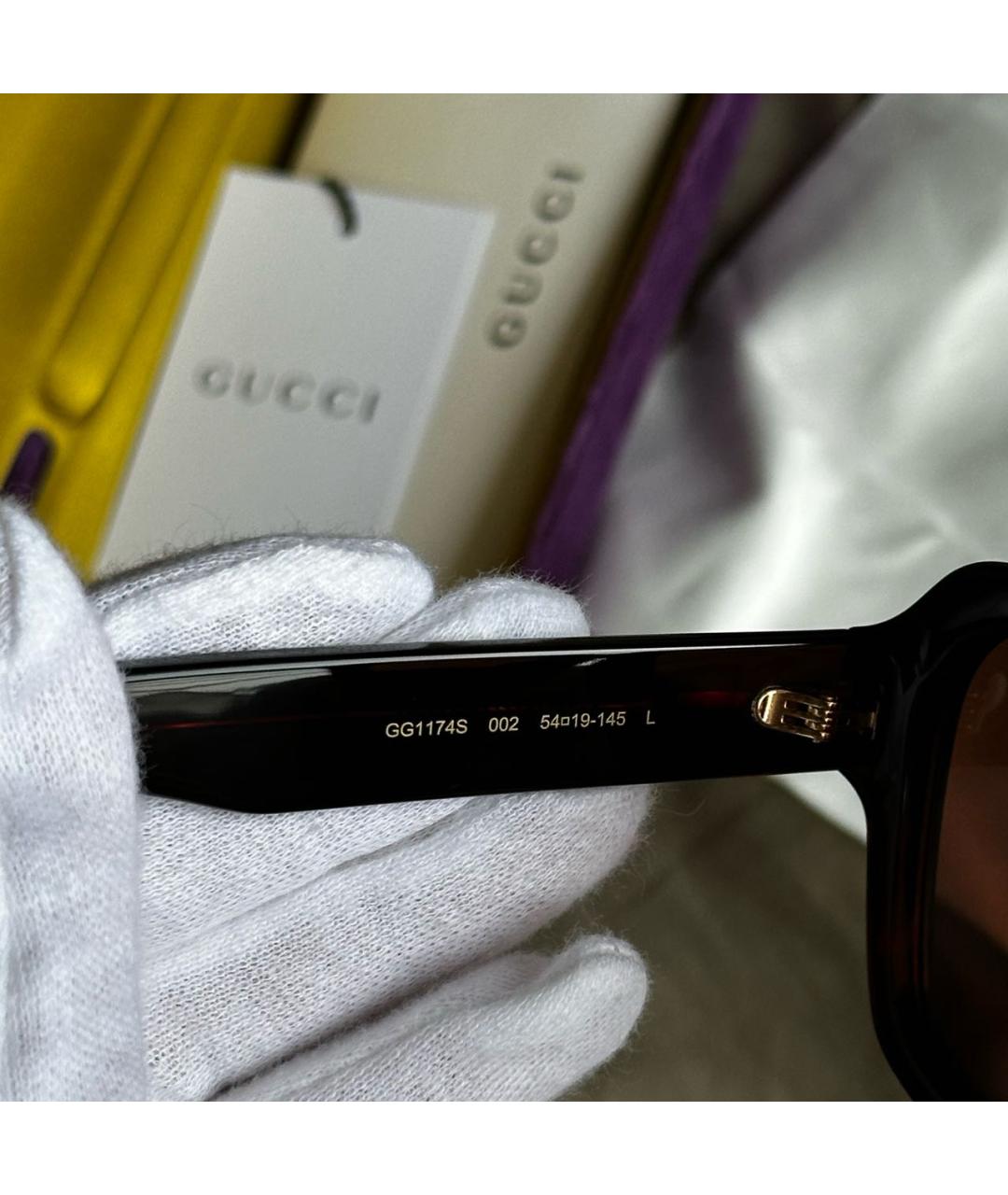 GUCCI Коричневые пластиковые солнцезащитные очки, фото 7