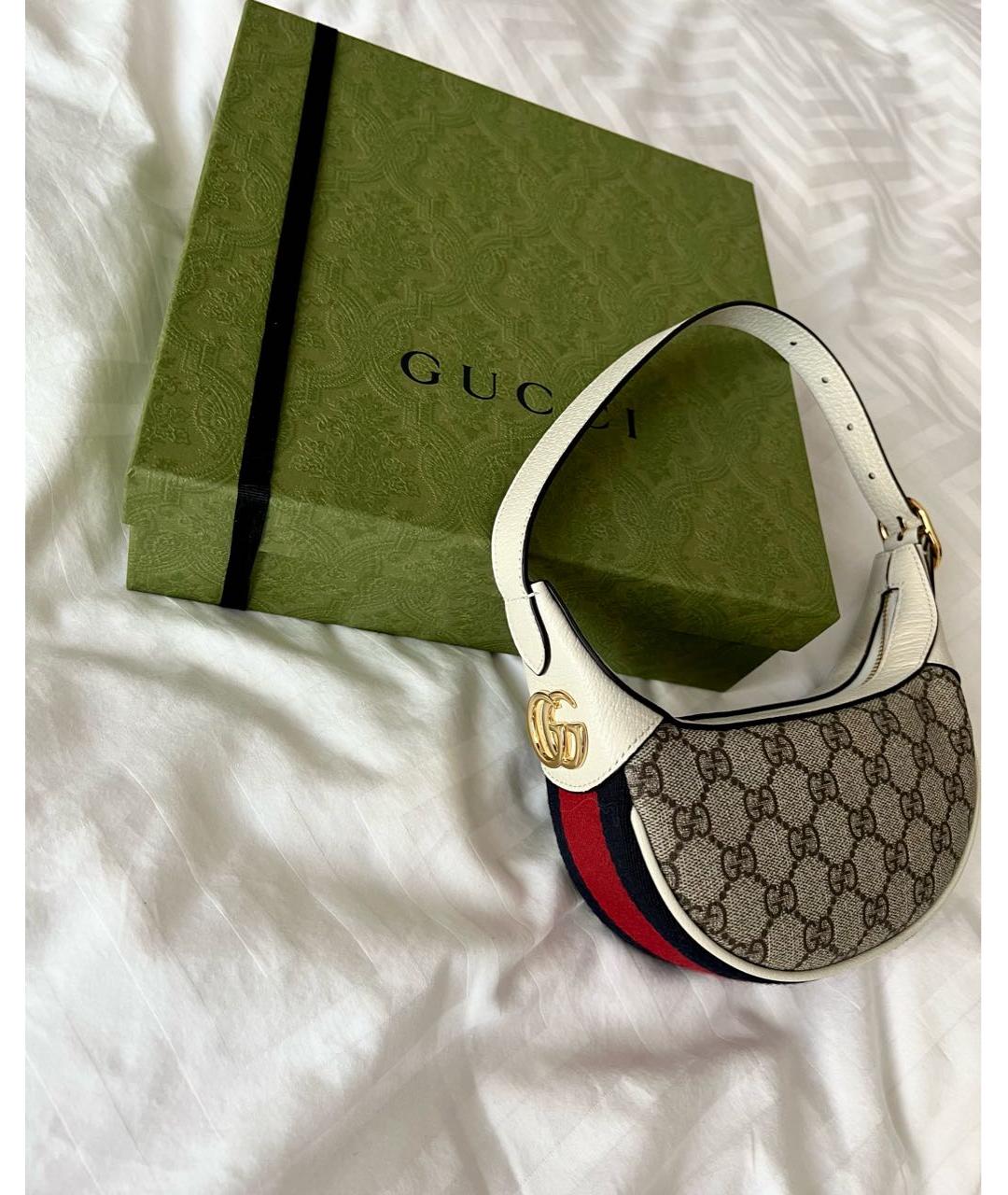 GUCCI Белая кожаная сумка с короткими ручками, фото 5