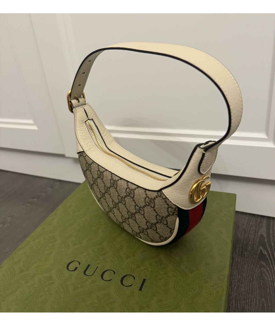 GUCCI Белая кожаная сумка с короткими ручками, фото 2