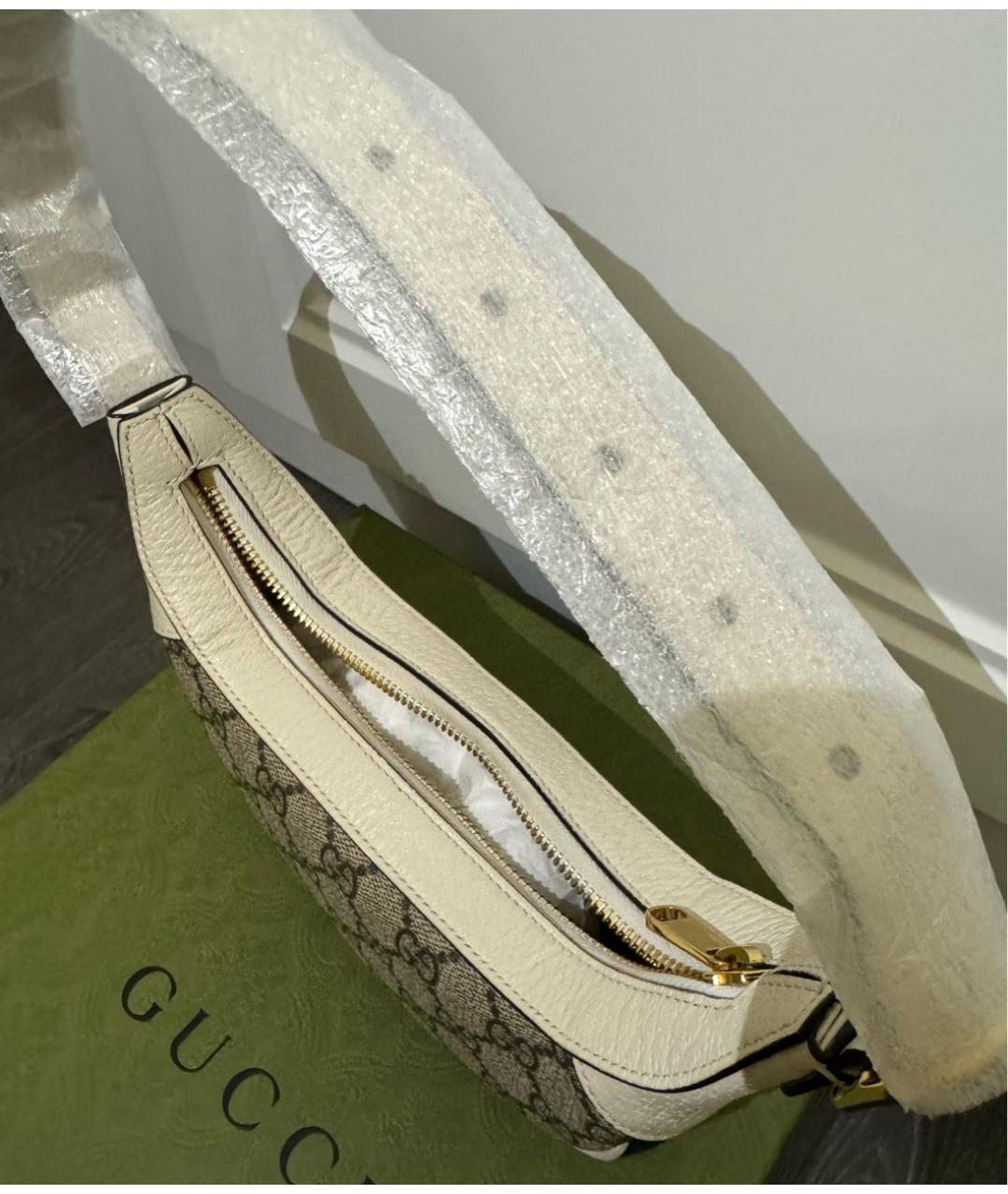 GUCCI Белая кожаная сумка с короткими ручками, фото 4