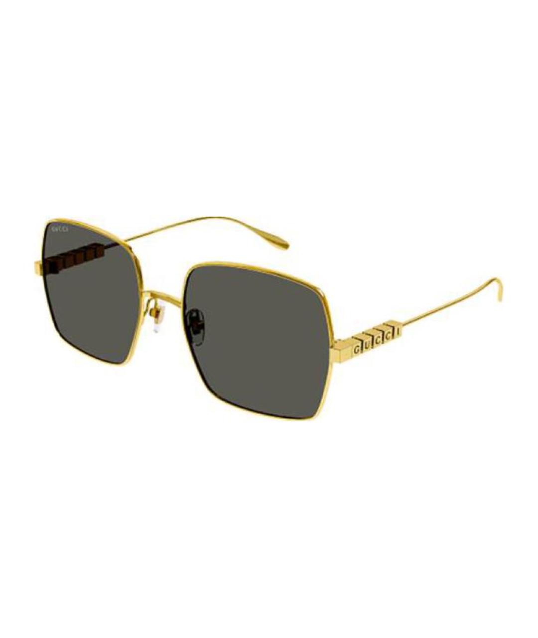 GUCCI Золотые металлические солнцезащитные очки, фото 1