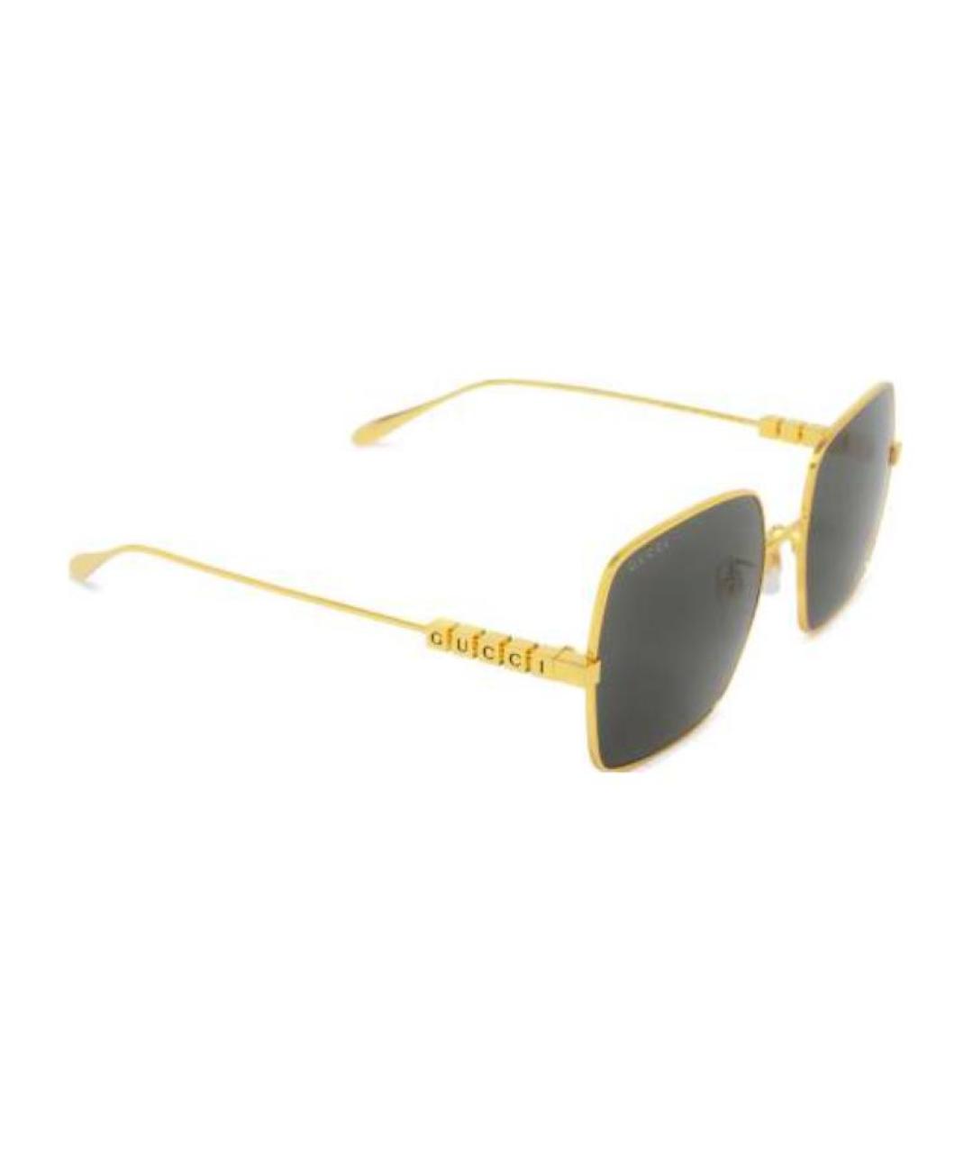 GUCCI Золотые металлические солнцезащитные очки, фото 3